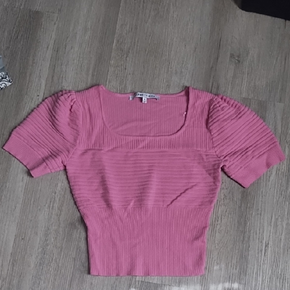 Celebrity Pink Ribbed Blouse in Pink